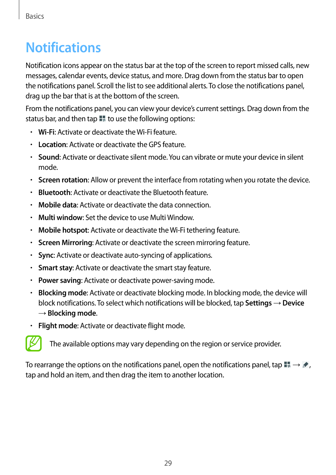 Samsung SM-T235NYKADBT, SM-T235NZWAATO, SM-T235NYKASEB, SM-T235NZWADBT, SM-T235NYKAATO manual Notifications, →Blocking mode 