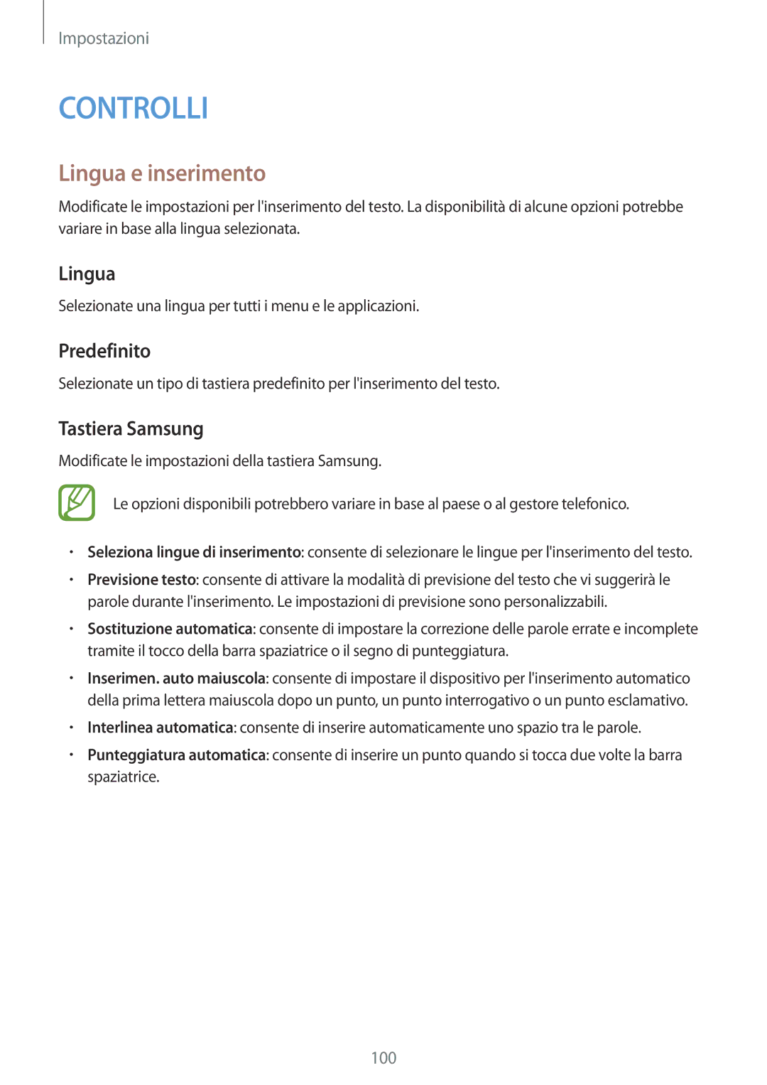 Samsung SM-T235NYKAHUI, SM-T235NZWADBT, SM-T235NYKAXEO, SM-T235NYKATPL Lingua e inserimento, Predefinito, Tastiera Samsung 