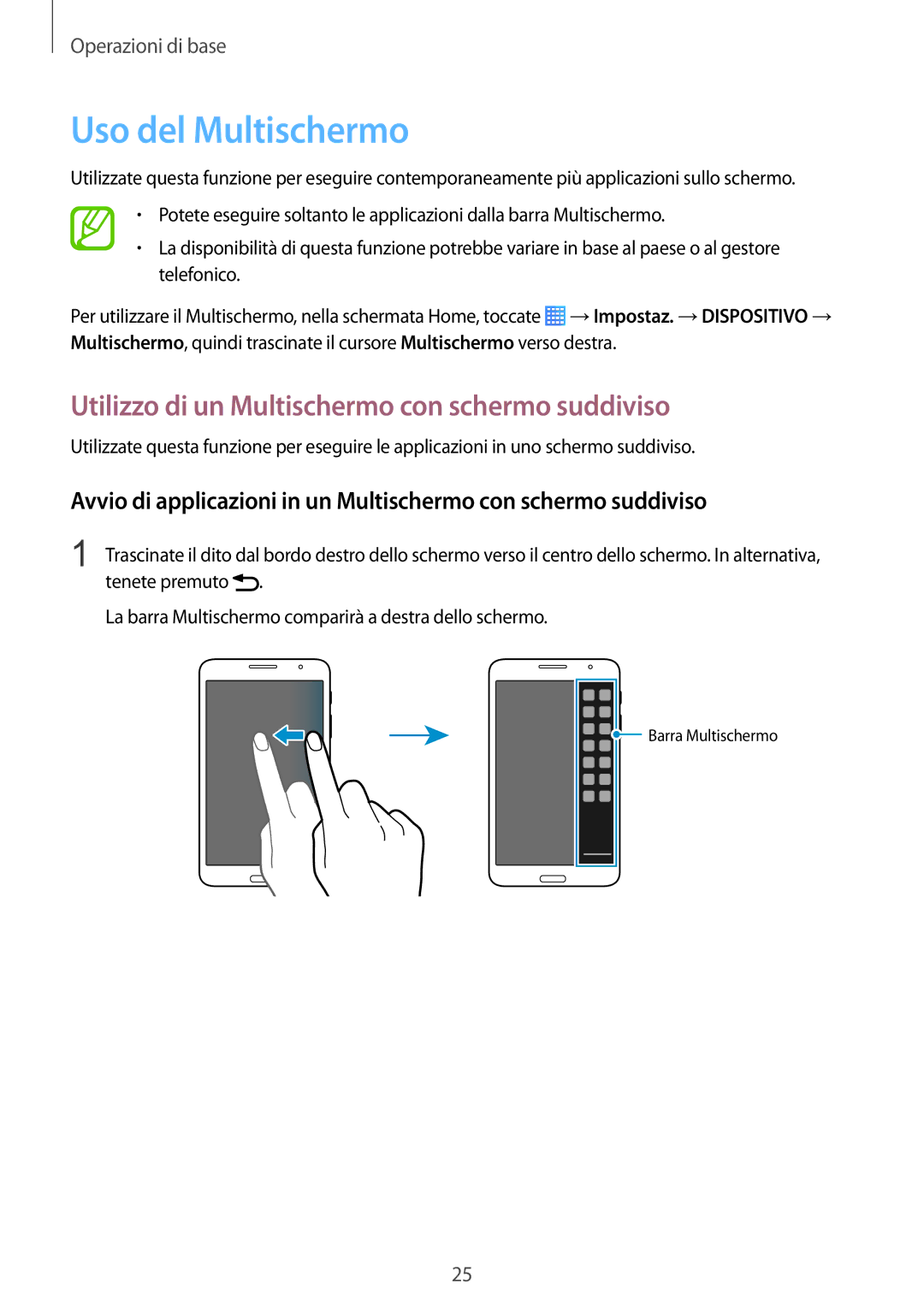 Samsung SM-T235NYKAXEO, SM-T235NZWADBT manual Uso del Multischermo, Utilizzo di un Multischermo con schermo suddiviso 