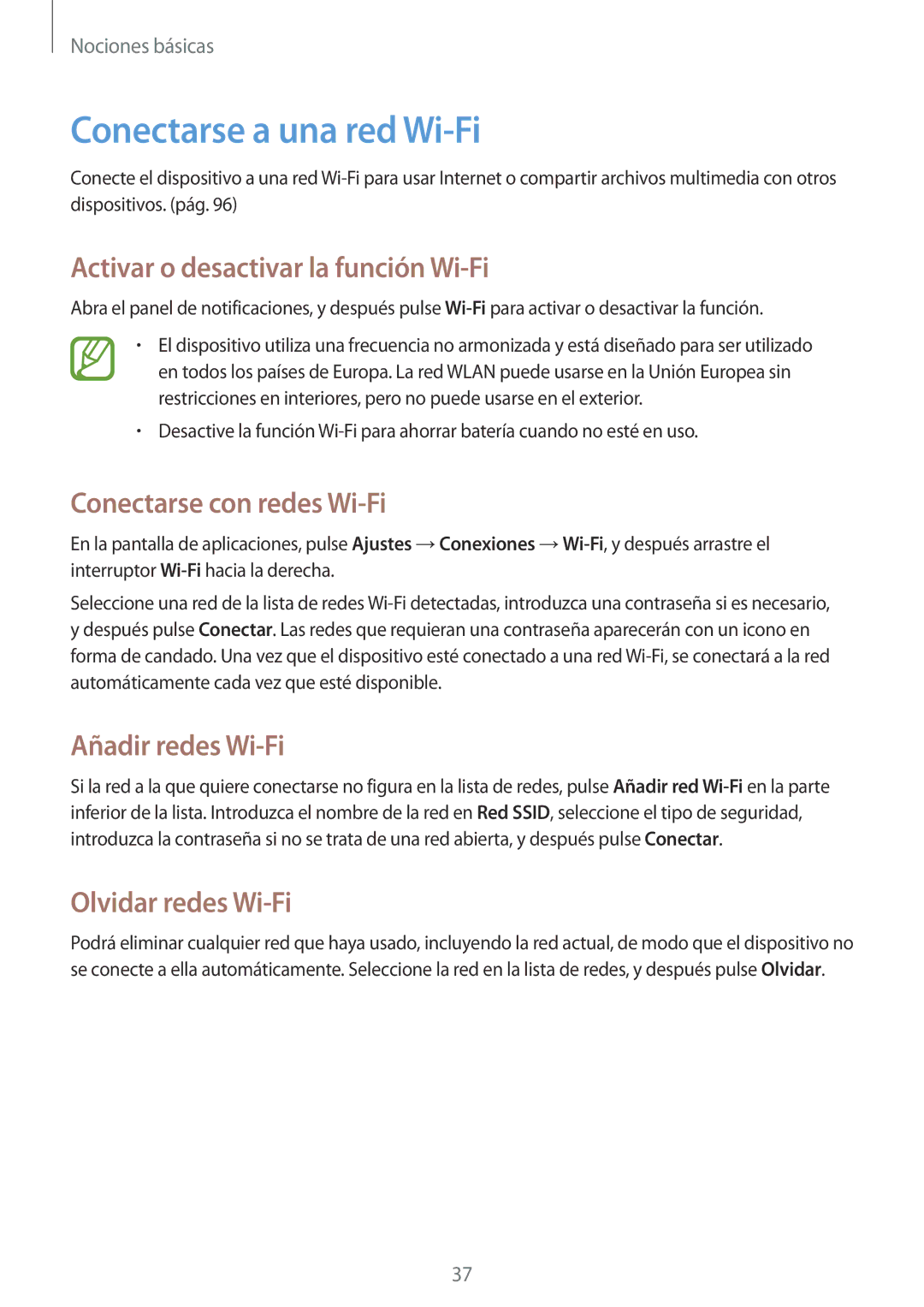 Samsung SM-T235NYKAPHE manual Conectarse a una red Wi-Fi, Activar o desactivar la función Wi-Fi, Conectarse con redes Wi-Fi 