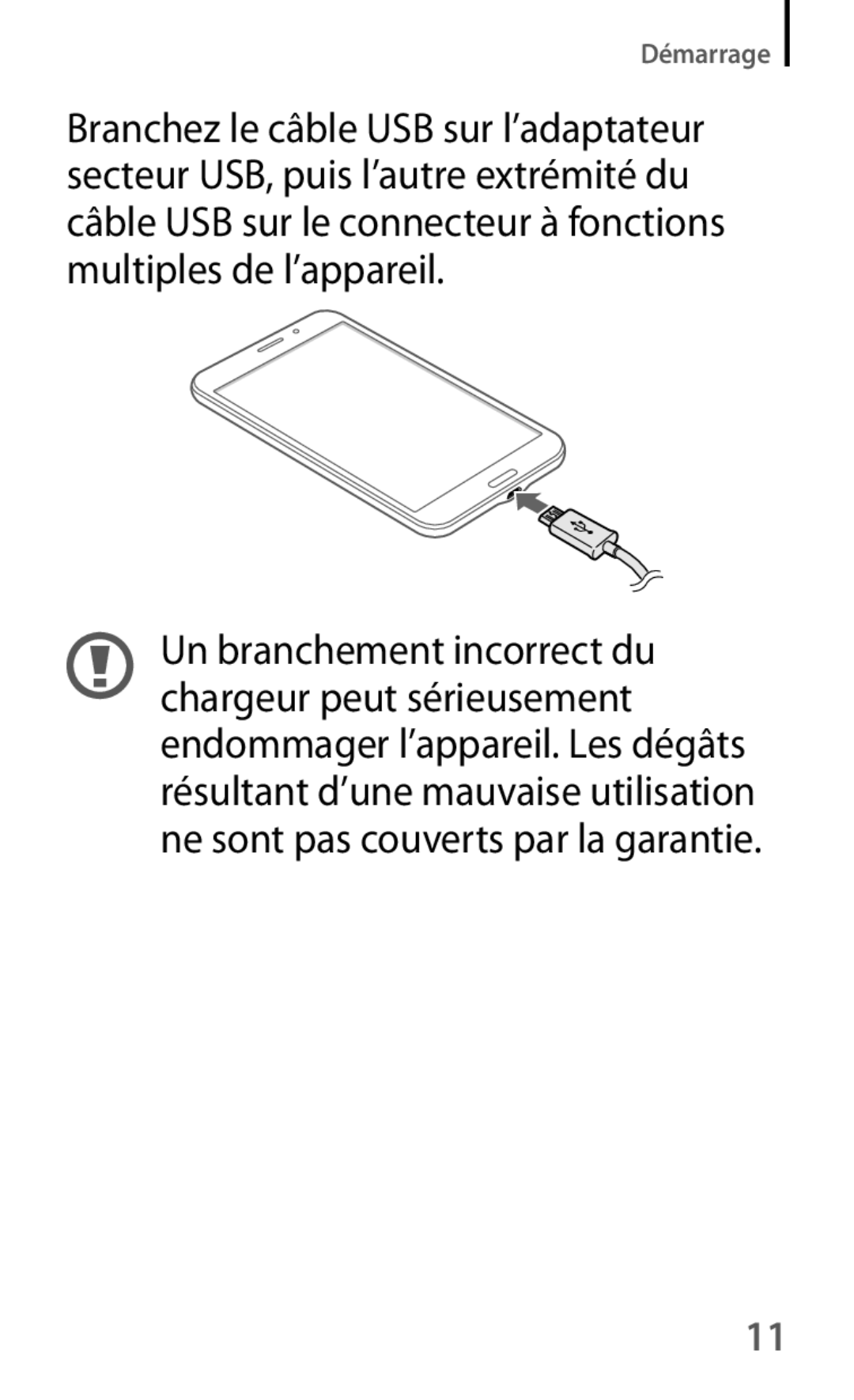 Samsung SM-T235NZWAXEF manual Démarrage 