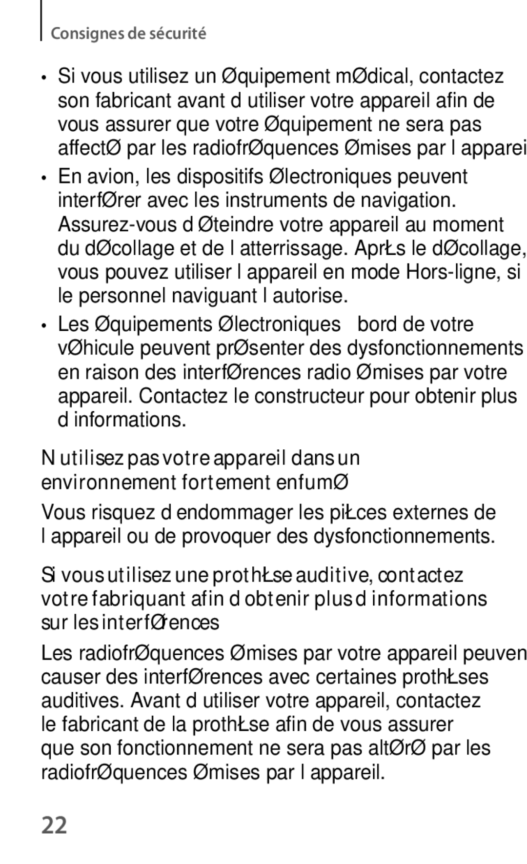 Samsung SM-T235NZWAXEF manual Consignes de sécurité 