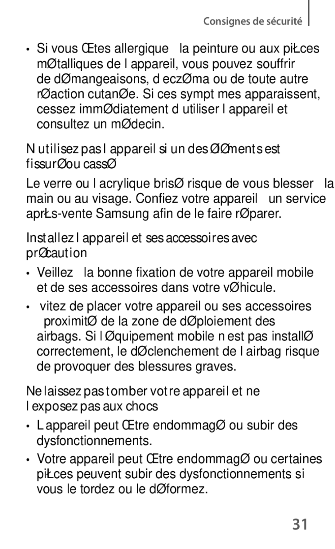 Samsung SM-T235NZWAXEF manual Installez l’appareil et ses accessoires avec précaution 