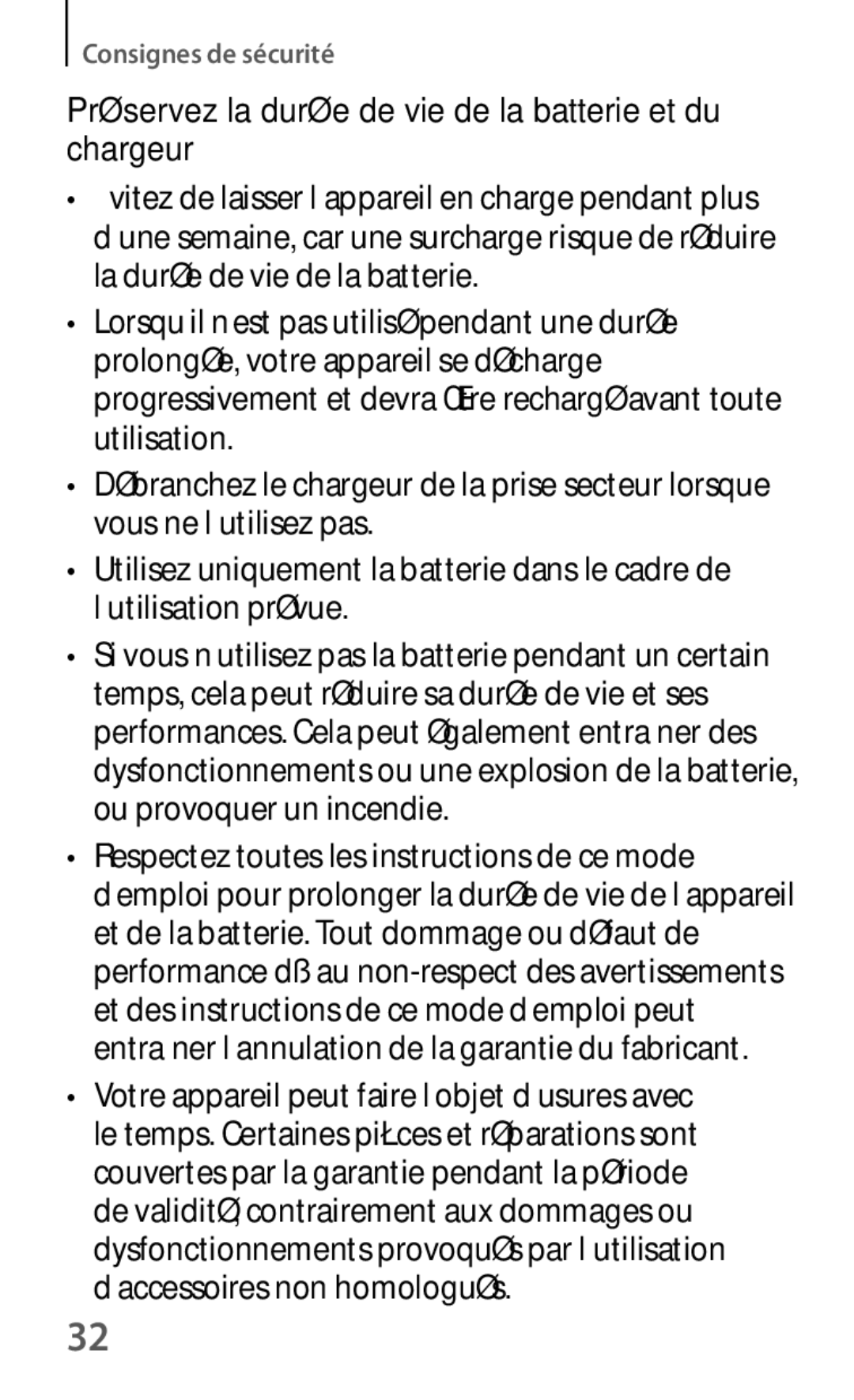 Samsung SM-T235NZWAXEF manual Préservez la durée de vie de la batterie et du chargeur 