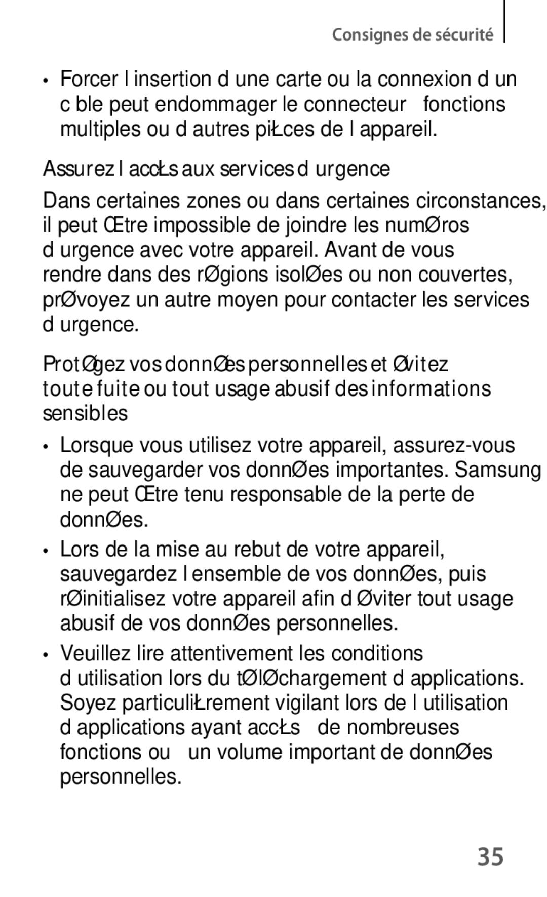 Samsung SM-T235NZWAXEF manual Assurez l’accès aux services d’urgence 