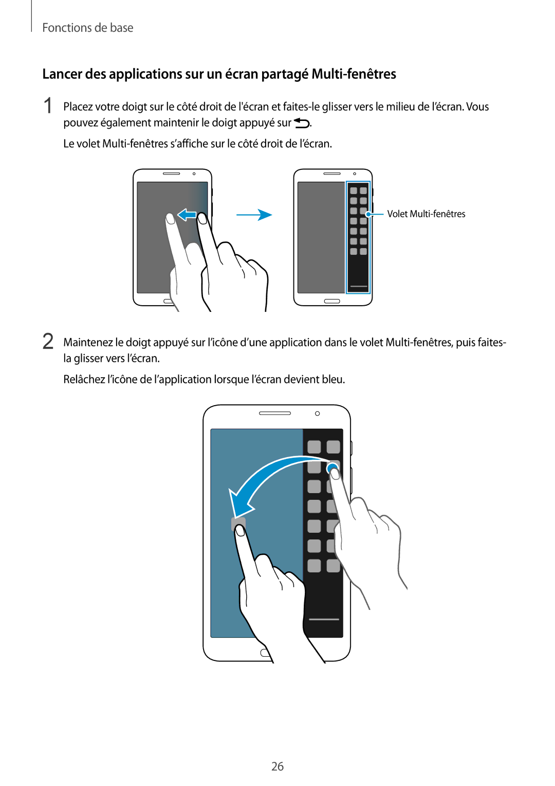 Samsung SM-T235NZWAXEF manual Lancer des applications sur un écran partagé Multi-fenêtres 