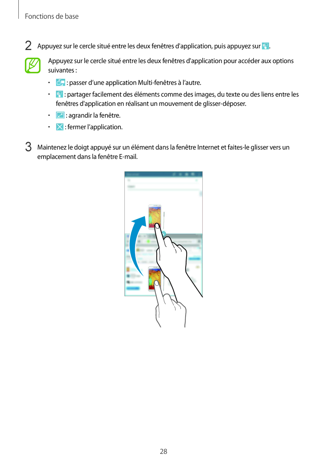 Samsung SM-T235NZWAXEF manual Fonctions de base 