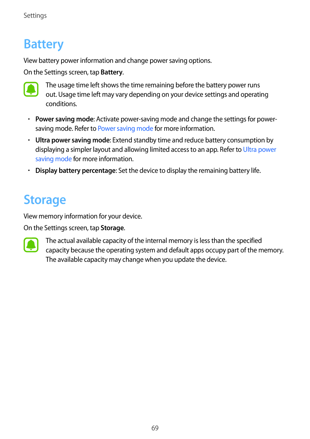 Samsung SM-T280NZWAILO, SM-T280NZKADBT, SM-T280NZWADBT, SM-T280NZKAXEF, SM-T280NZWAXEF, SM-T280NZKAITV manual Battery, Storage 