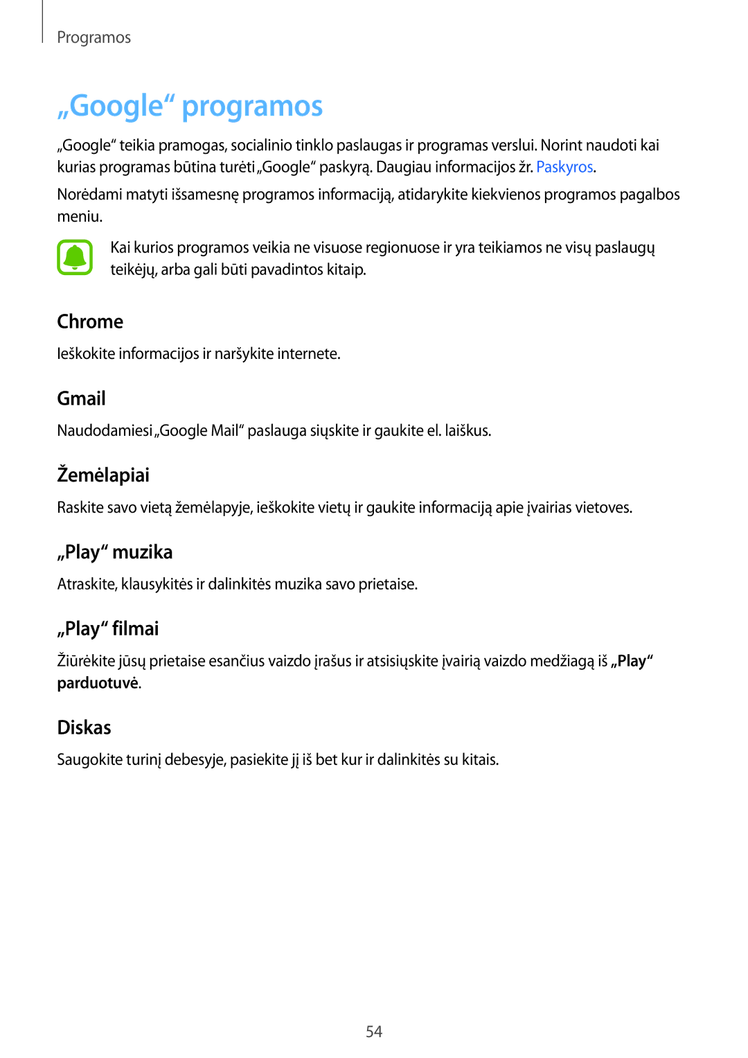 Samsung SM-T280NZKASEB, SM-T280NZWASEB manual „Google programos 