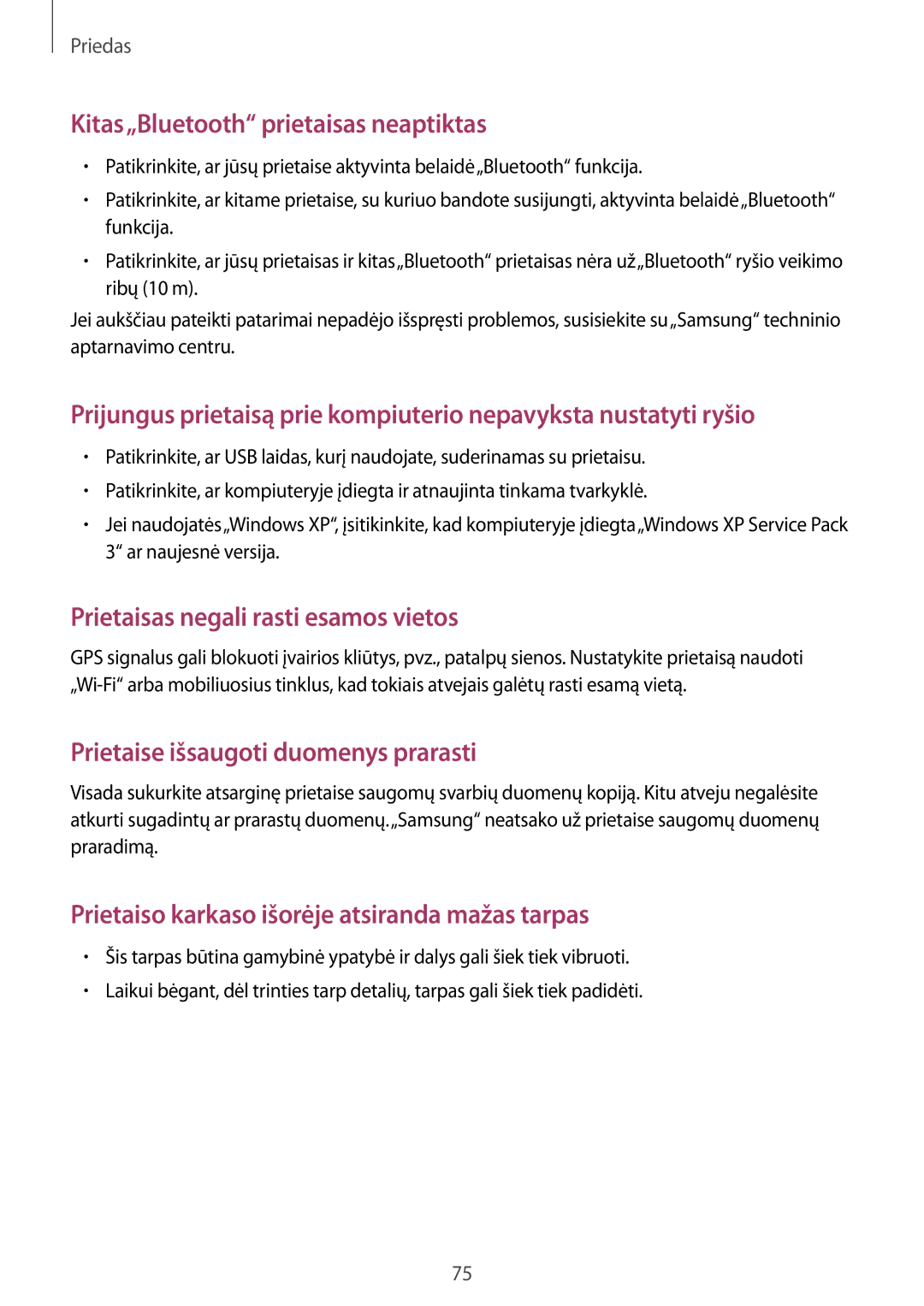 Samsung SM-T280NZWASEB, SM-T280NZKASEB manual Kitas„Bluetooth prietaisas neaptiktas 