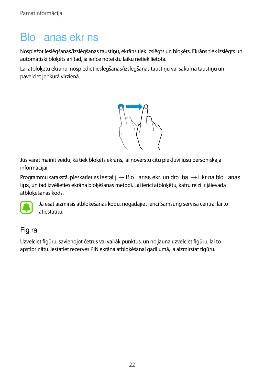 Samsung SM-T280NZKASEB, SM-T280NZWASEB manual Bloķēšanas ekrāns, Figūra 