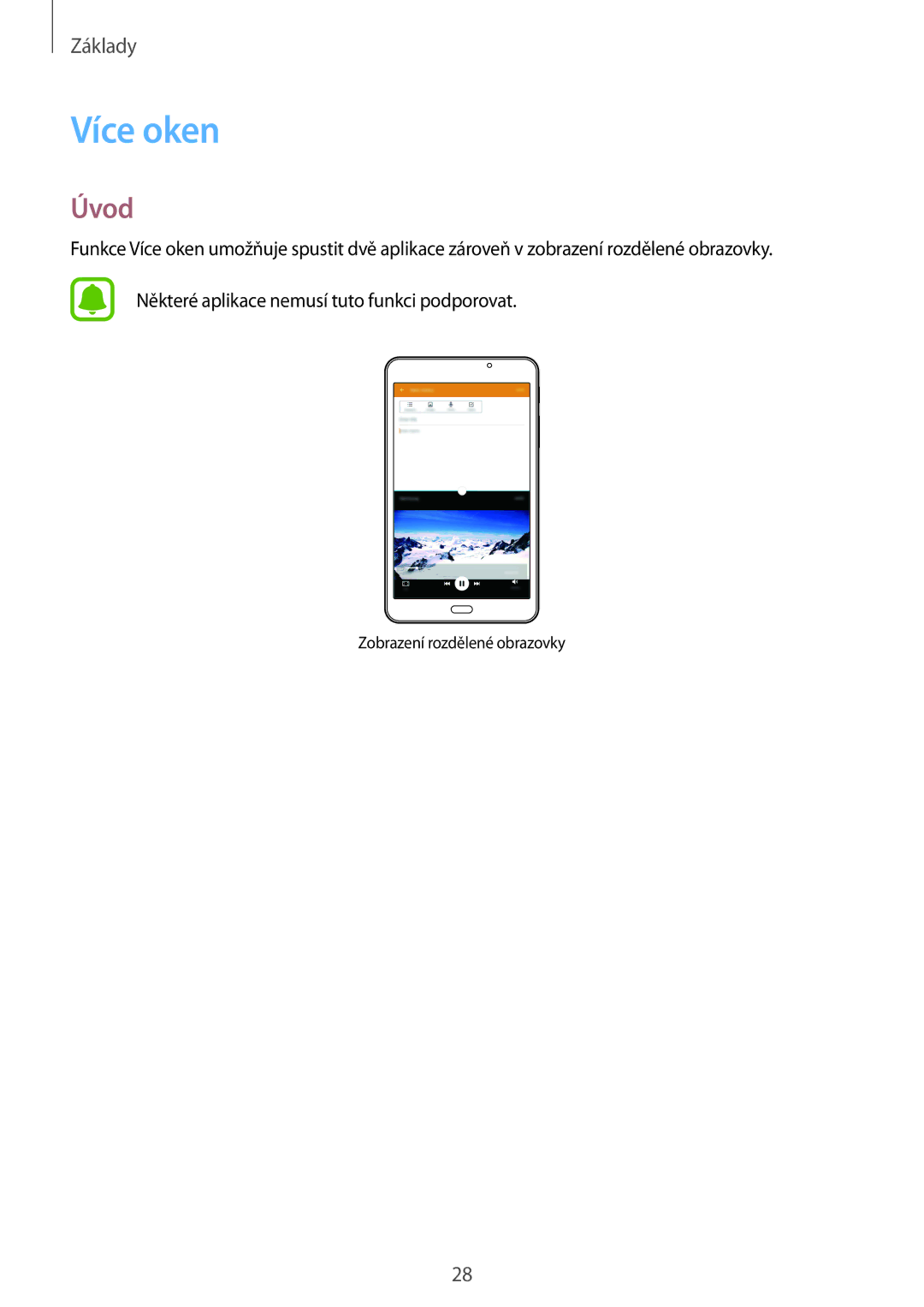 Samsung SM-T280NZKAXEZ manual Více oken, Úvod 