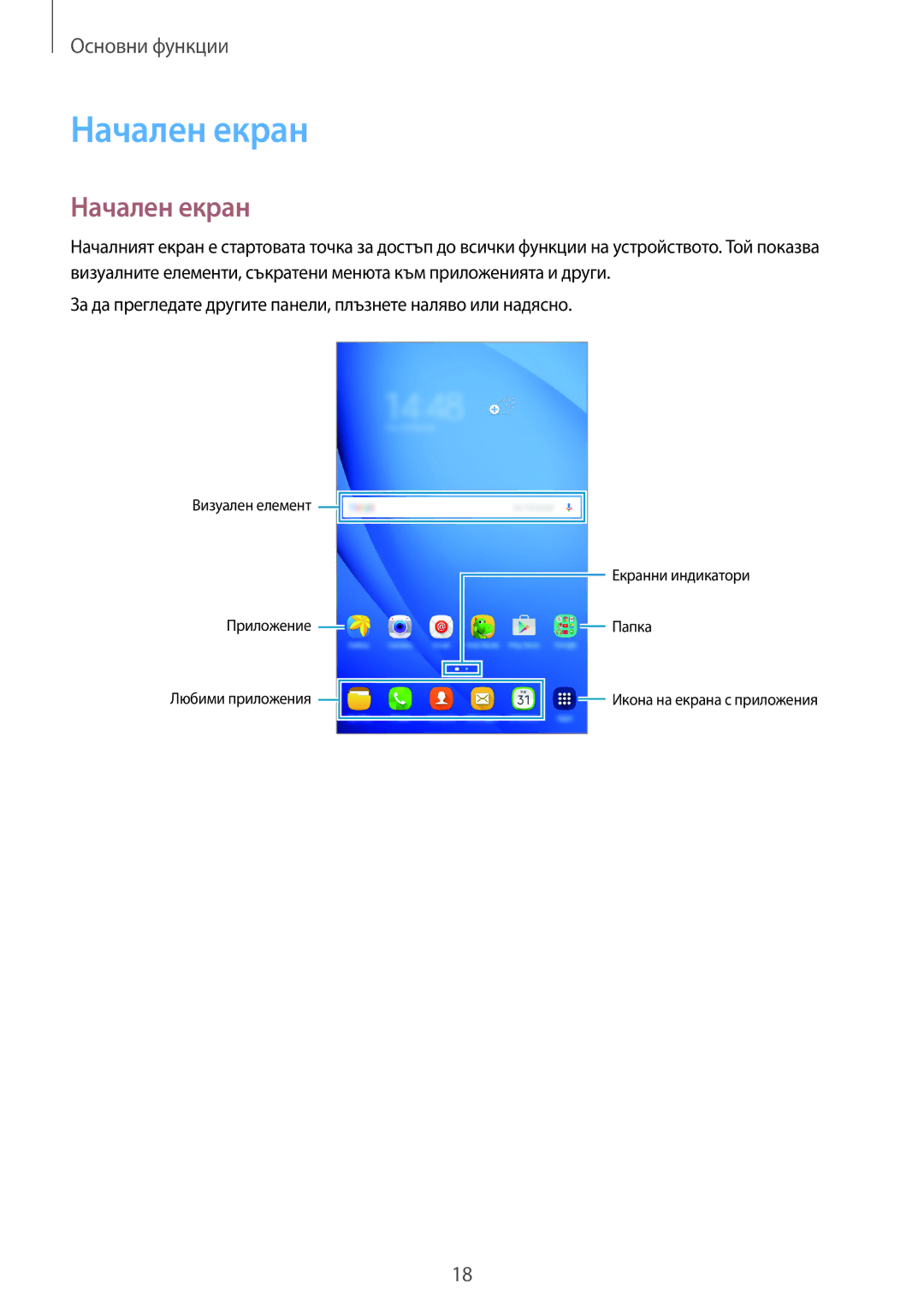 Samsung SM-T285NZKABGL manual Начален екран 