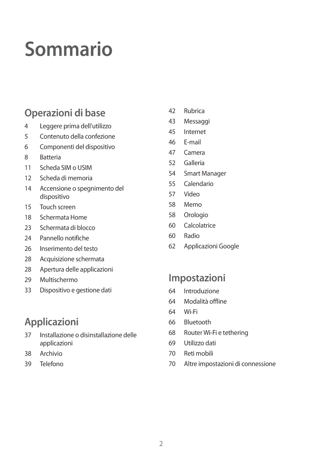 Samsung SM-T285NZKAITV manual Sommario 