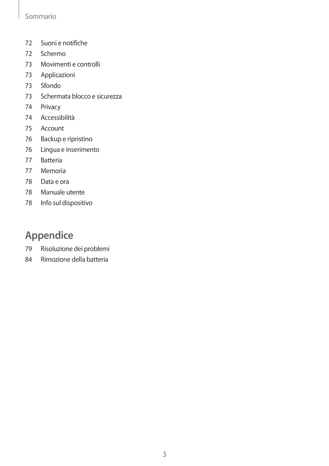 Samsung SM-T285NZKAITV manual Appendice 