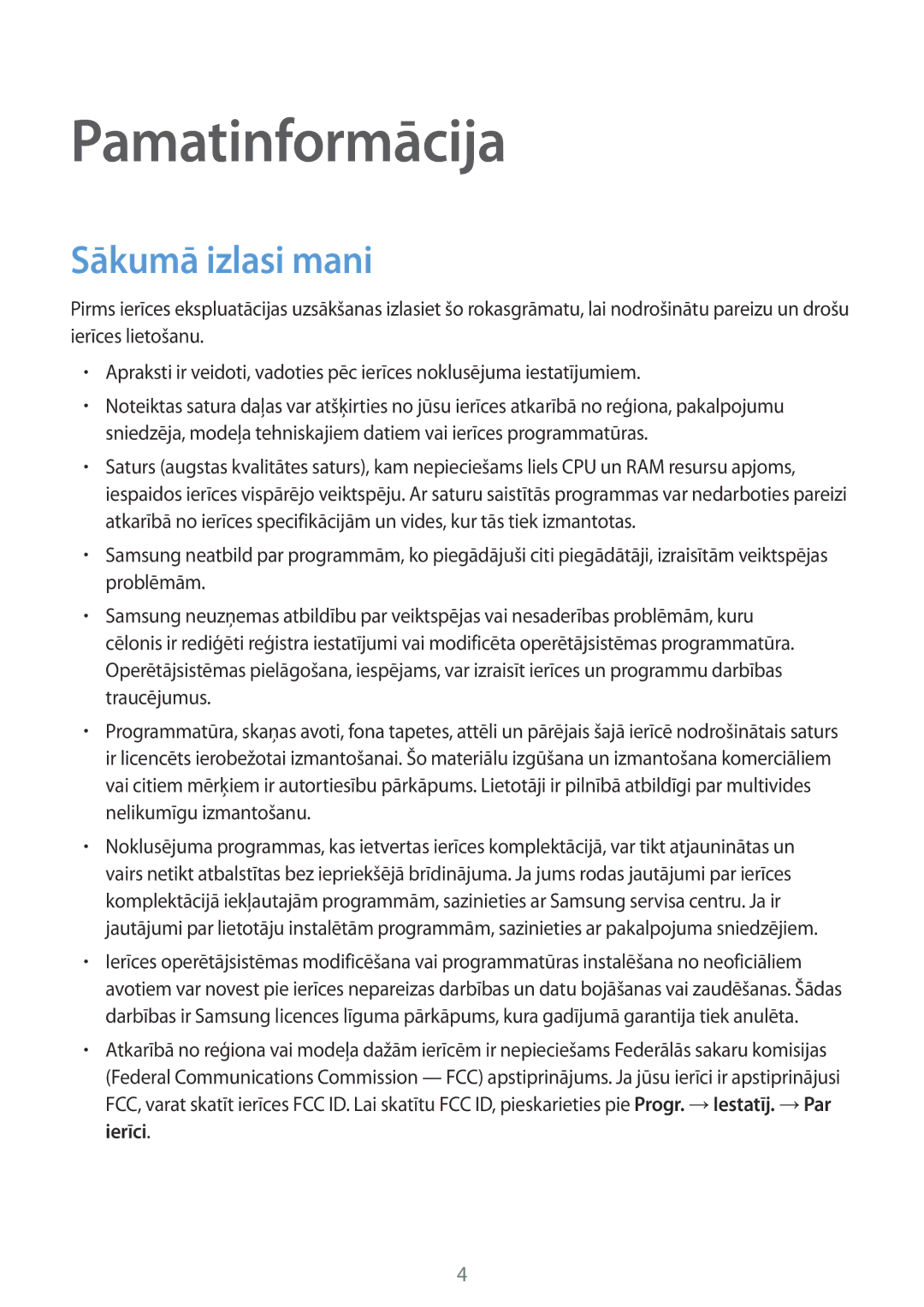 Samsung SM-T285NZKASEB manual Pamatinformācija, Sākumā izlasi mani 