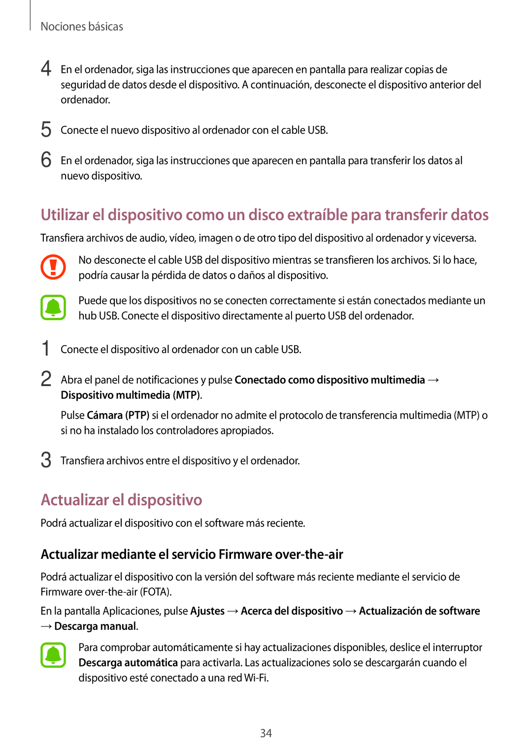 Samsung SM-T285NZKAPHE, SM-T285NZKAXEO Actualizar el dispositivo, Actualizar mediante el servicio Firmware over-the-air 