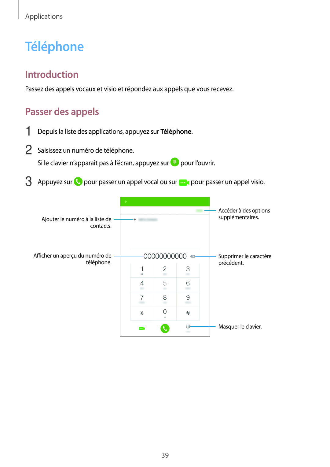 Samsung SM-T285NZWAXEF manual Téléphone, Passer des appels 