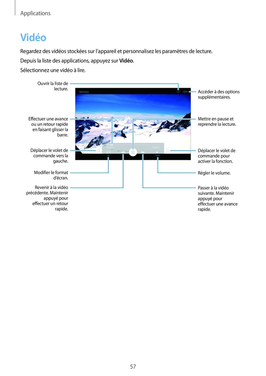 Samsung SM-T285NZWAXEF manual Vidéo 