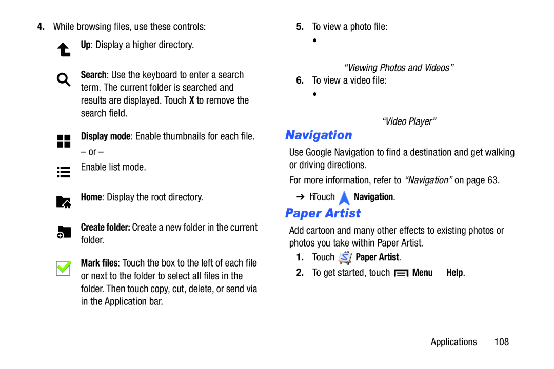 Samsung SMT3100GNYXAR, SM-T3100ZWYXAR, SM-T3100GNYXAR, SMT3100ZWYXAR user manual  Touch Navigation, Touch Paper Artist 