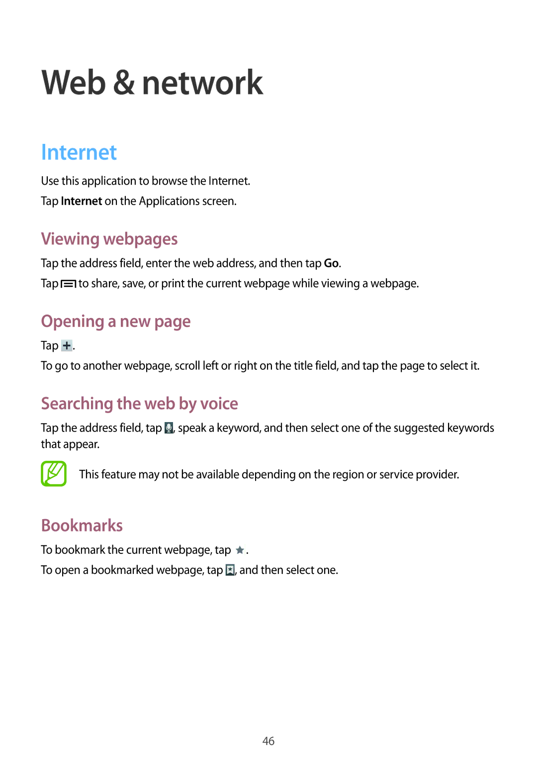 Samsung SM-T310 user manual Web & network, Internet 