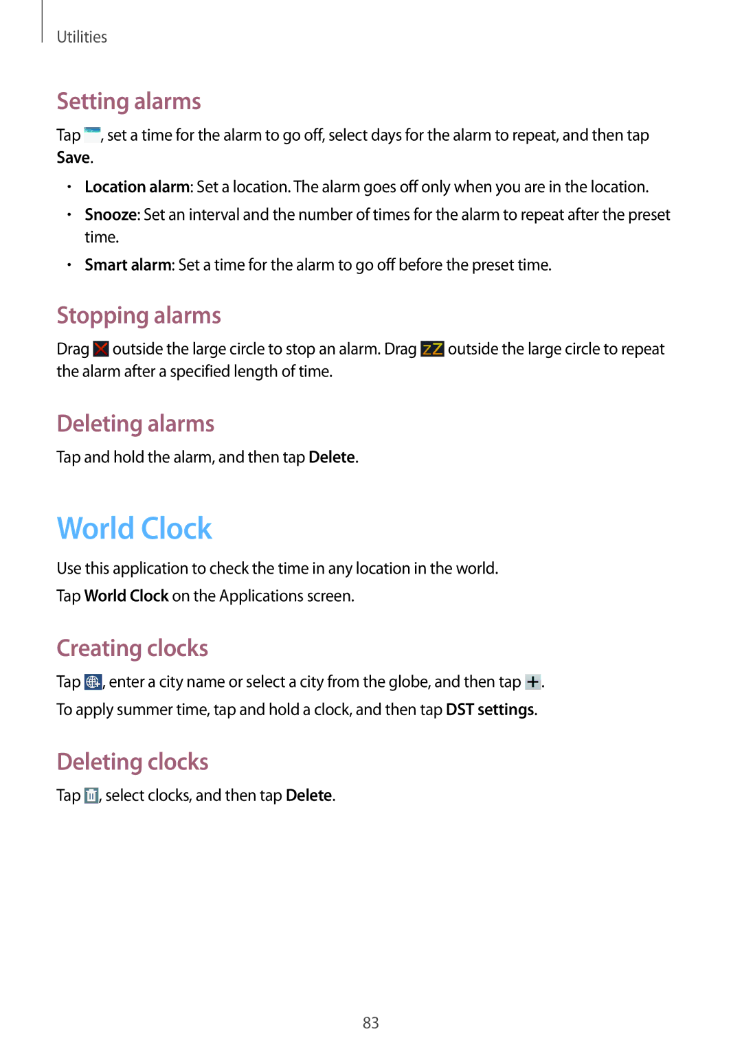 Samsung SM-T310 user manual World Clock 