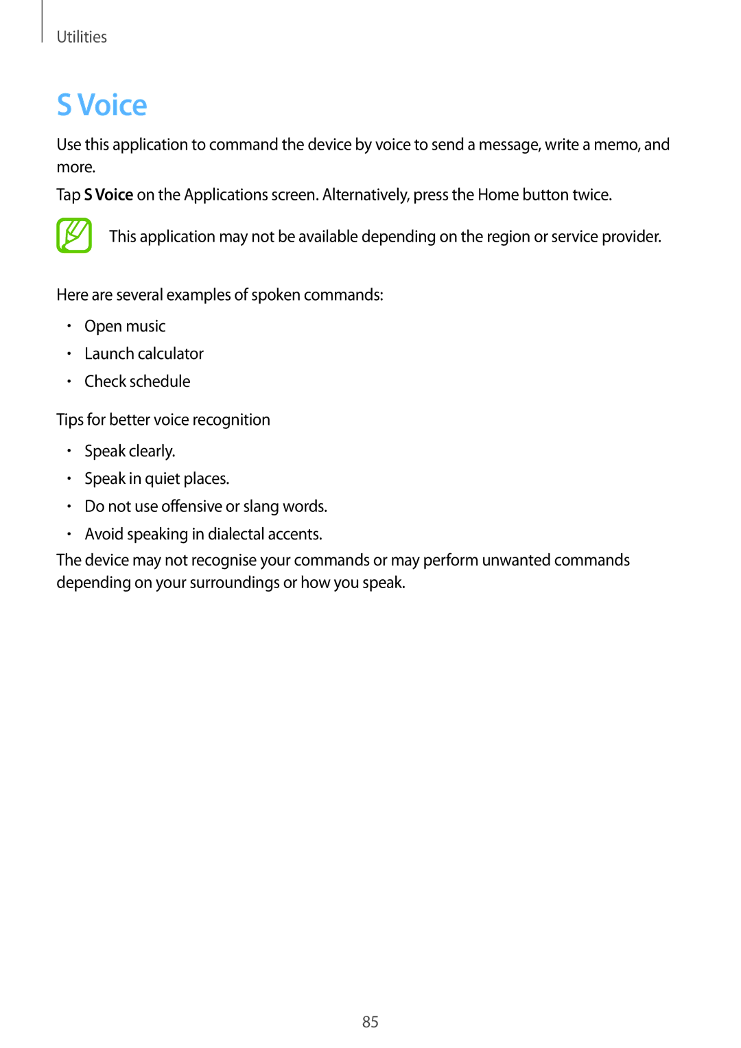 Samsung SM-T310 user manual Voice 