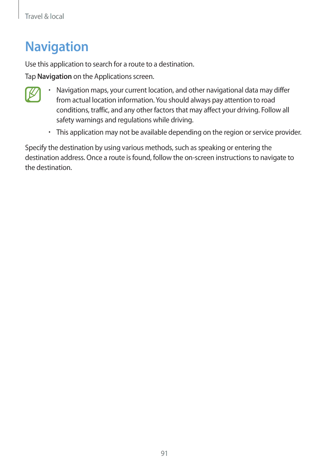 Samsung SM-T310 user manual Navigation 