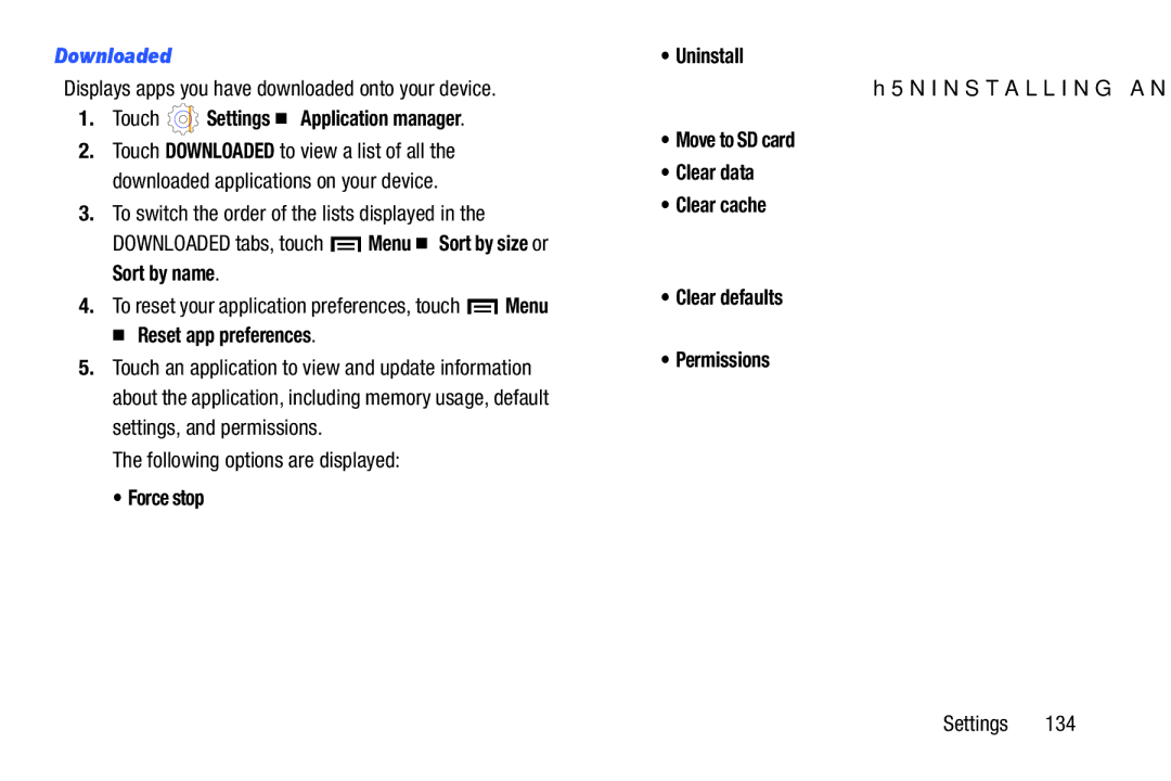 Samsung GT-P5210GNYXAR, SM T3100GNYXAR, GTP5210GNYXAR Downloaded, Touch Settings Application manager, Reset app preferences 