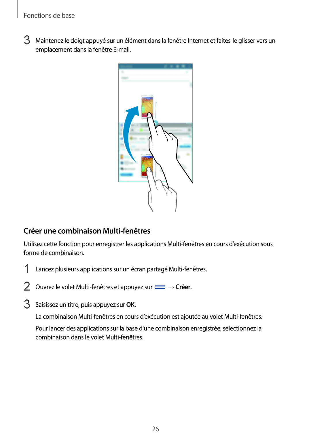 Samsung SM-T3100MKEFNC, SM-T3100MKAXEF, SM-T3100ZWAXEF manual Créer une combinaison Multi-fenêtres 