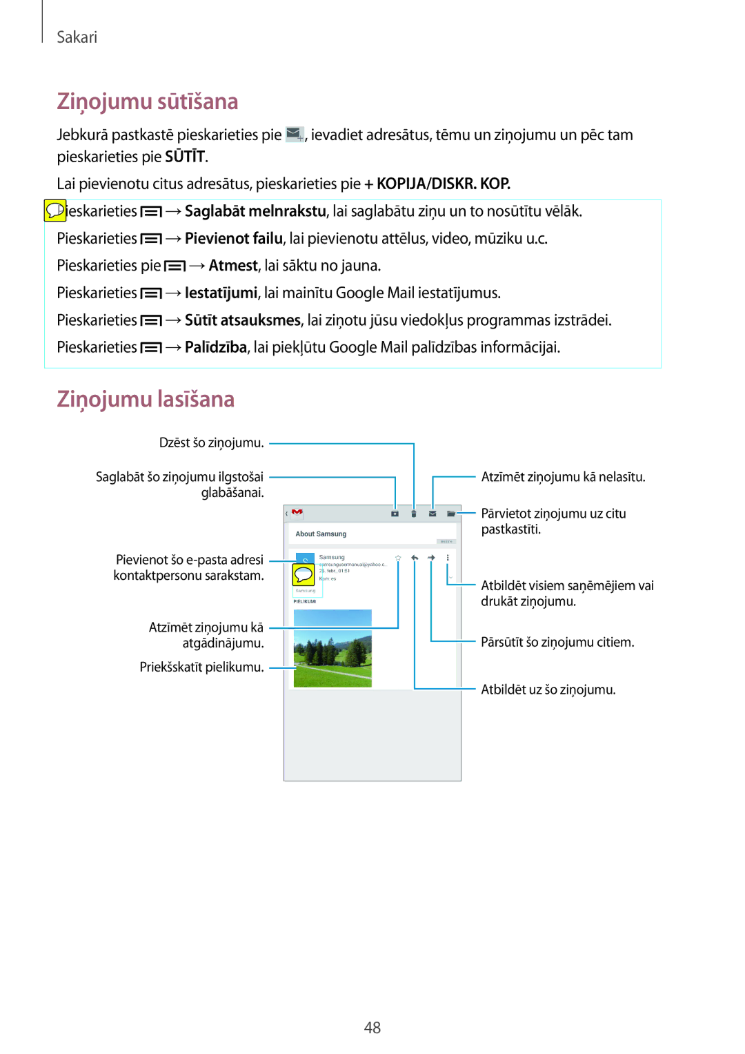 Samsung SM-T3100ZWASEB, SM-T3100MKASEB manual Dzēst šo ziņojumu 