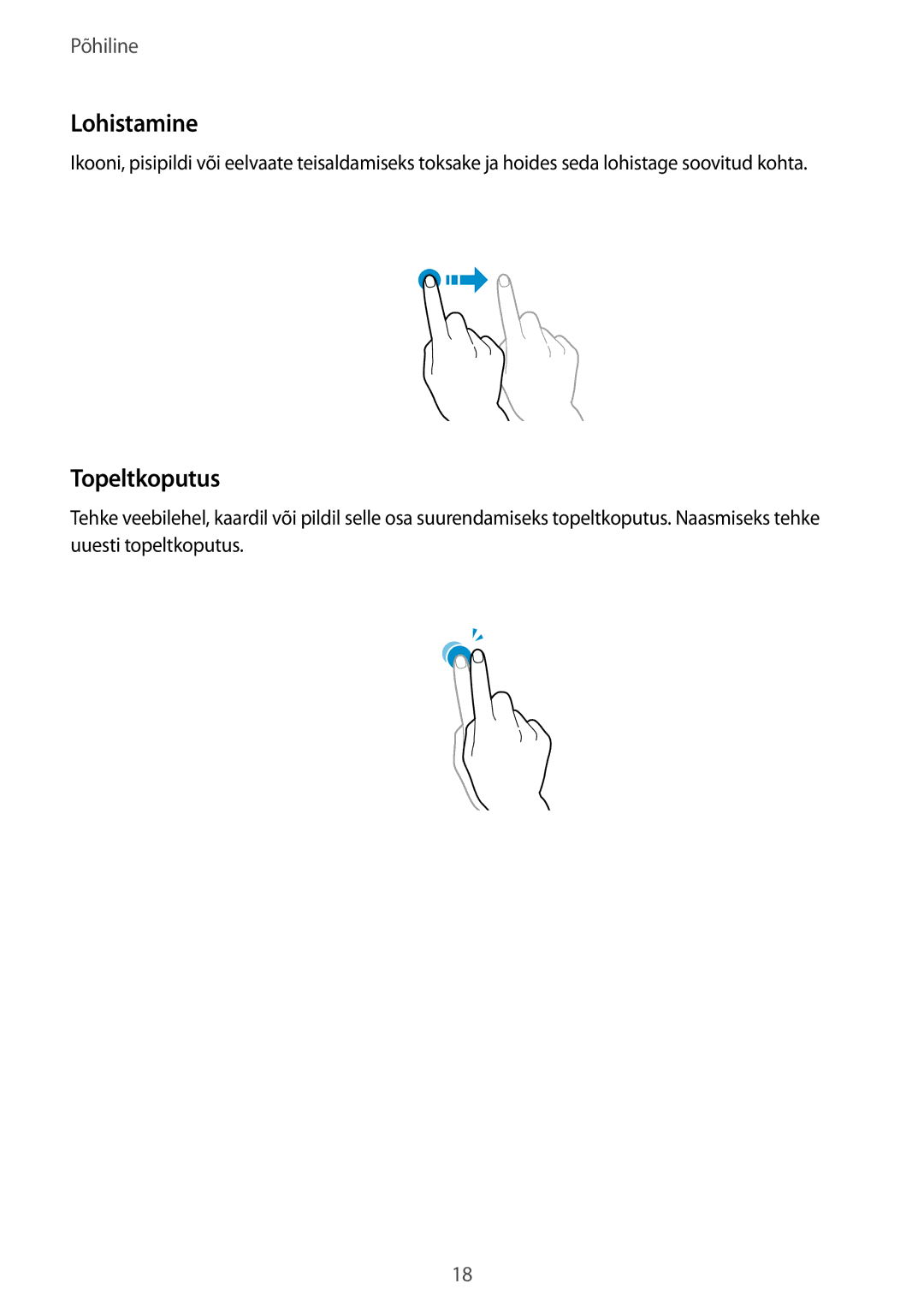 Samsung SM-T3100ZWASEB, SM-T3100MKASEB manual Lohistamine, Topeltkoputus 