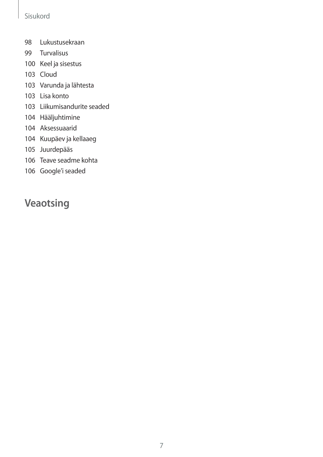 Samsung SM-T3100MKASEB, SM-T3100ZWASEB manual Veaotsing 