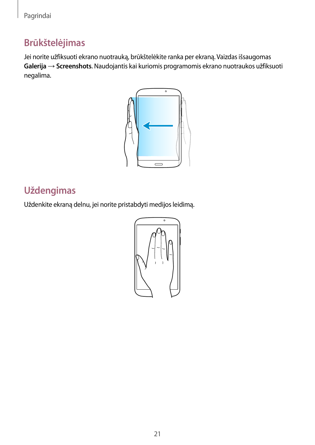 Samsung SM-T3100MKASEB, SM-T3100ZWASEB manual Brūkštelėjimas, Uždengimas 