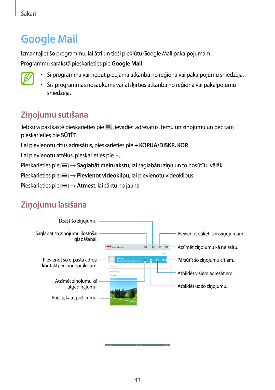 Samsung SM-T3100MKASEB, SM-T3100ZWASEB manual Google Mail, Dzēst šo ziņojumu 