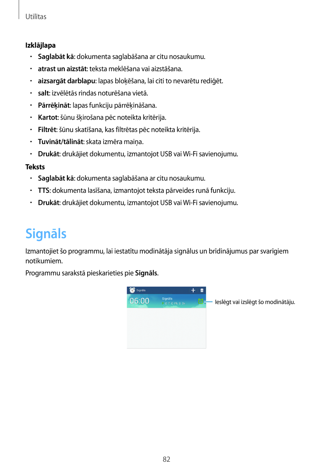 Samsung SM-T3100ZWASEB, SM-T3100MKASEB manual Signāls, Izklājlapa, Teksts 