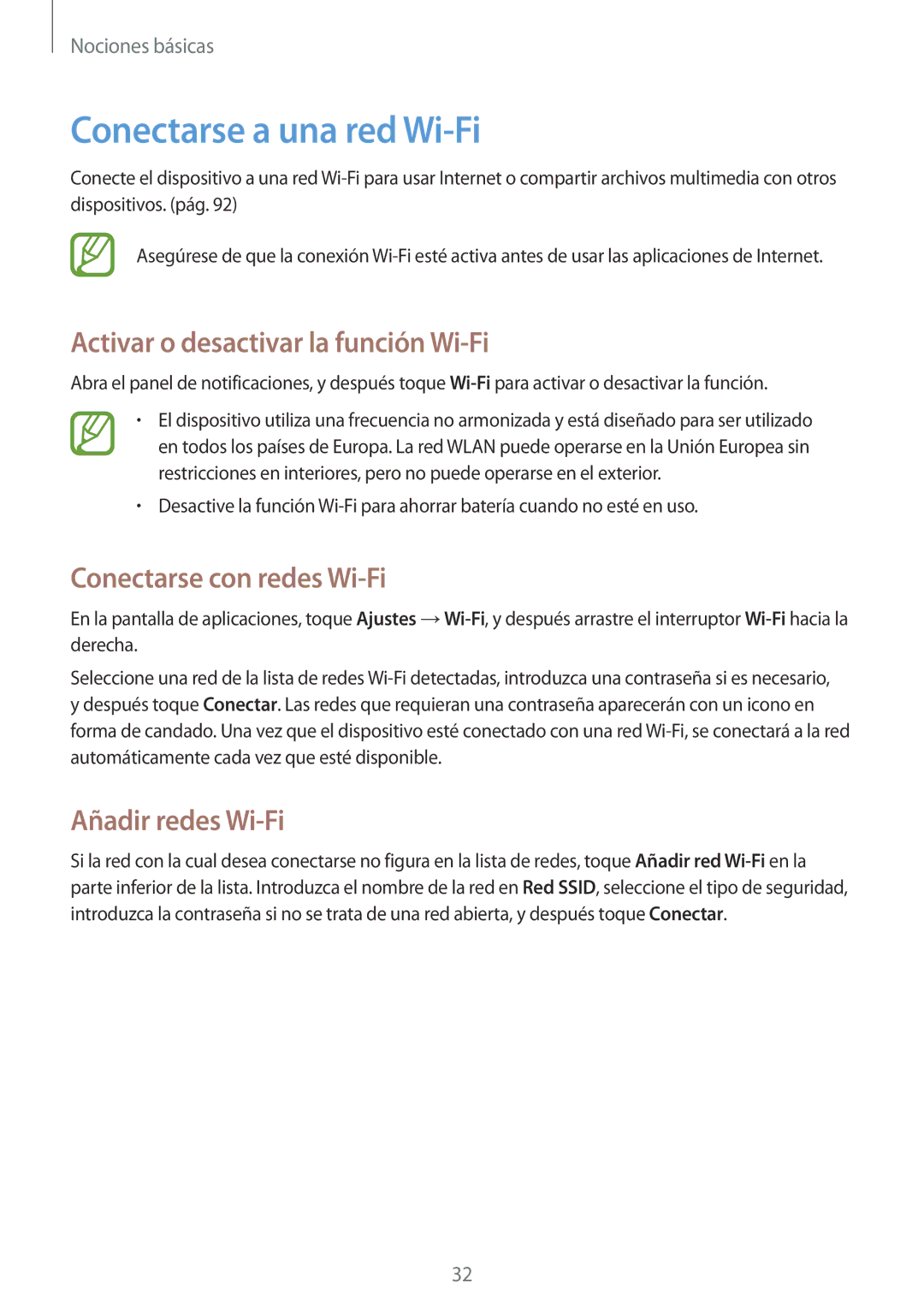 Samsung SM-T3100ZWAXEO manual Conectarse a una red Wi-Fi, Activar o desactivar la función Wi-Fi, Conectarse con redes Wi-Fi 