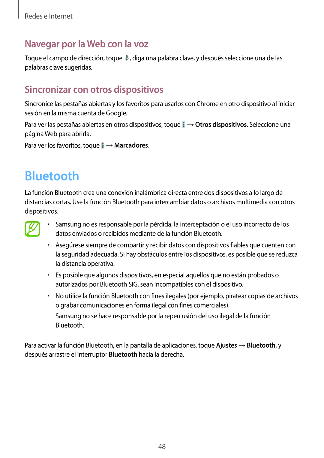 Samsung SM-T3100ZWAXEO, SM-T3100MKATPH, SM-T3100ZWAPHE, SM-T3100GNATPH manual Bluetooth, Sincronizar con otros dispositivos 