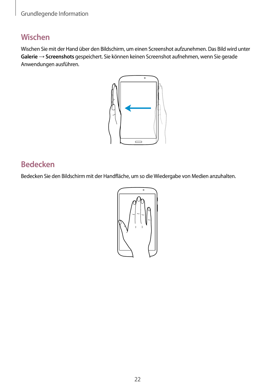 Samsung SM-T3100ZWATPH, SM-T3100ZWAXEO, SM-T3100MKEATO, SM-T3100ZWATUR, SM-T3100ZWAATO, SM-T3100GNATUR manual Wischen, Bedecken 