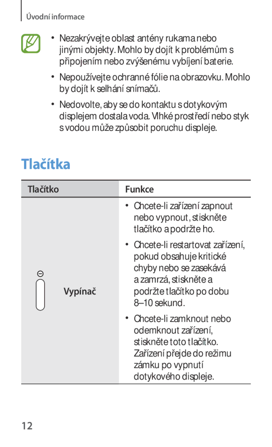 Samsung SM-T3100ZWAATO, SM-T3100ZWAXEO, SM-T3100GNAATO, SM-T3100MKAATO, SM-T3100MKAEUR manual Tlačítka, TlačítkoFunkce 