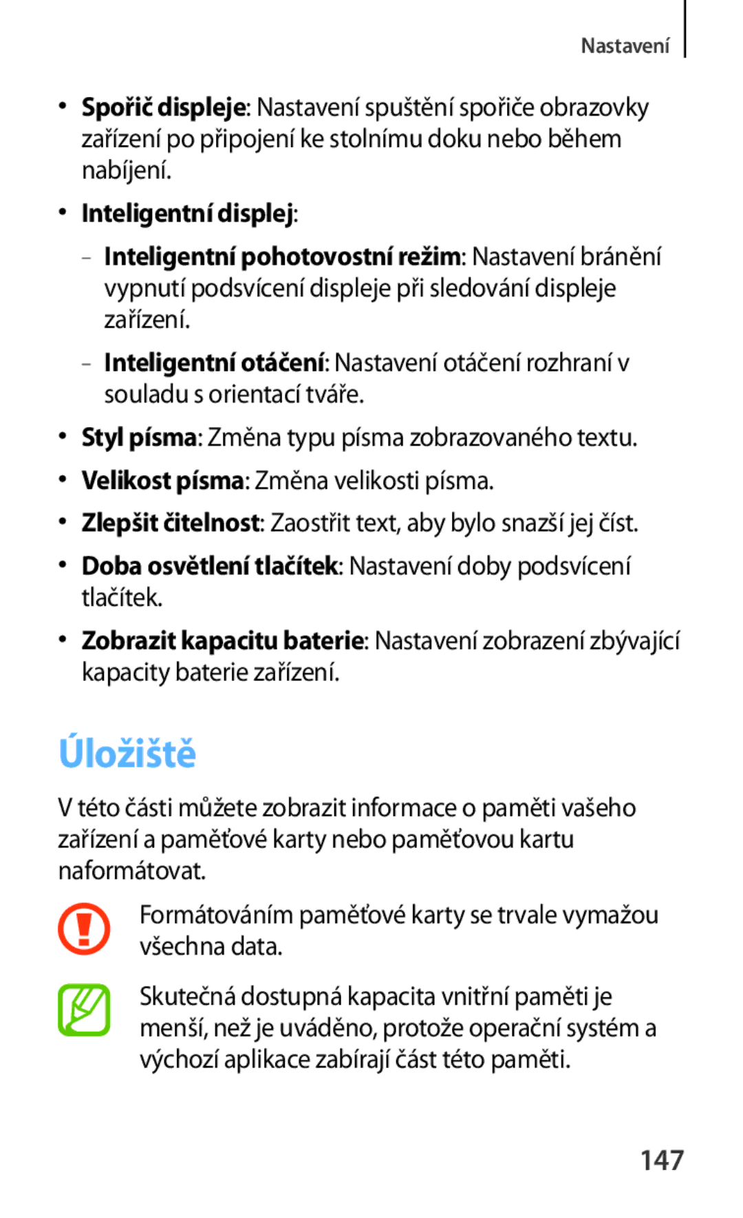 Samsung SM-T3110ZWAXEO, SM-T3110MKAATO, SM-T3110ZWAATO, SM-T3110GNAATO Úložiště, 147, Velikost písma Změna velikosti písma 