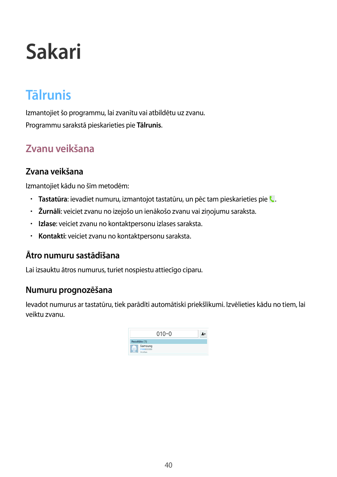 Samsung SM-T3110MKASEB, SM-T3110ZWASEB manual Sakari, Tālrunis, Zvanu veikšana 