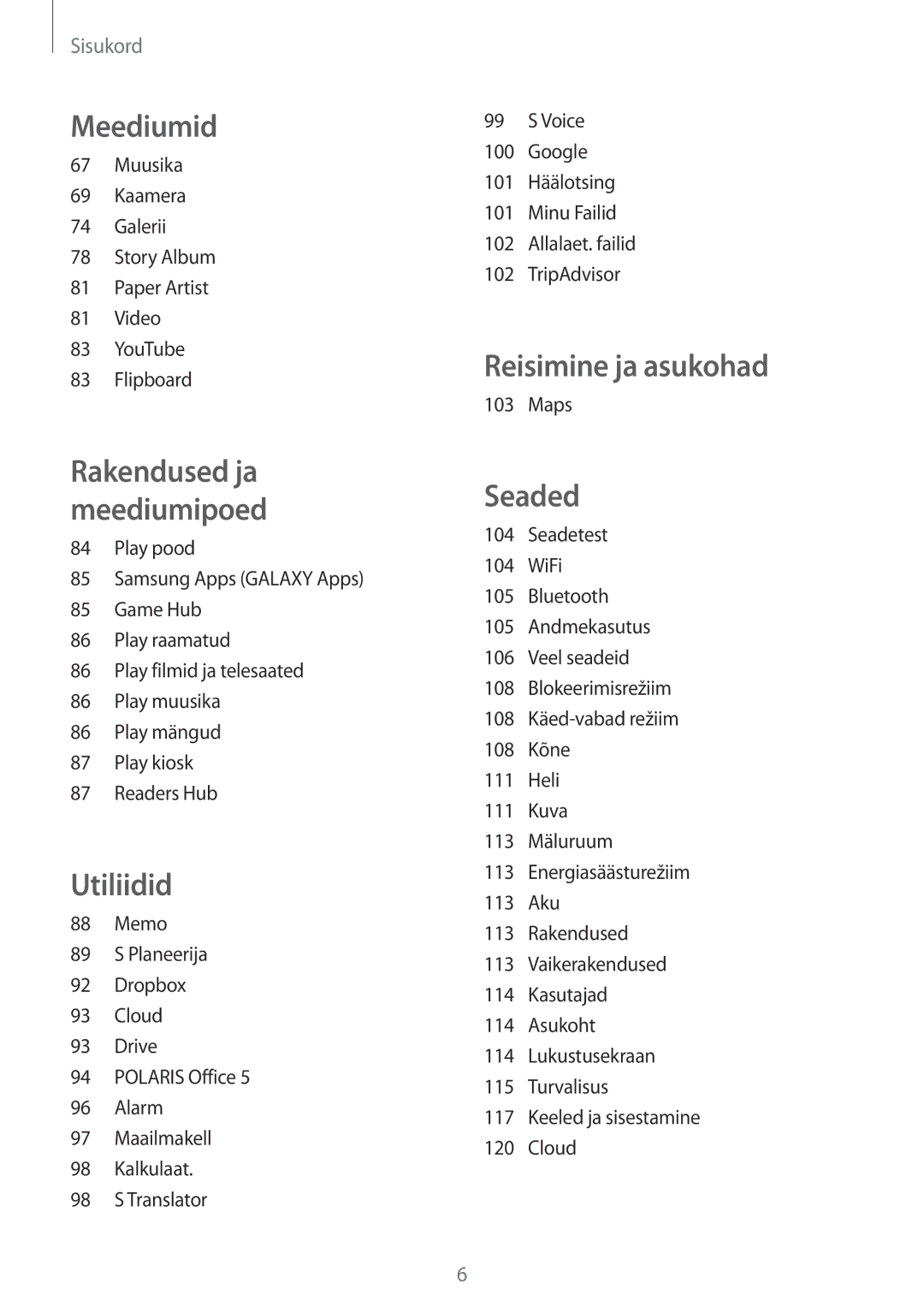 Samsung SM-T3110MKASEB, SM-T3110ZWASEB manual Meediumid, Maps 