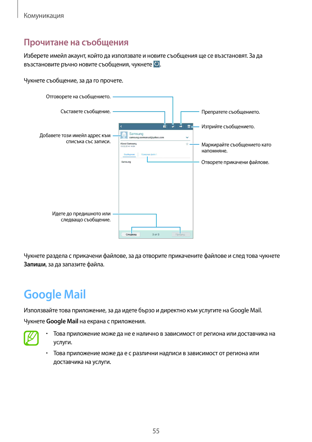 Samsung SM-T3110ZWAGBL, SM-T3110MKABGL, SM-T3110GNAGBL, SM-T3110GNABGL, SM-T3110ZWABGL Google Mail, Прочитане на съобщения 