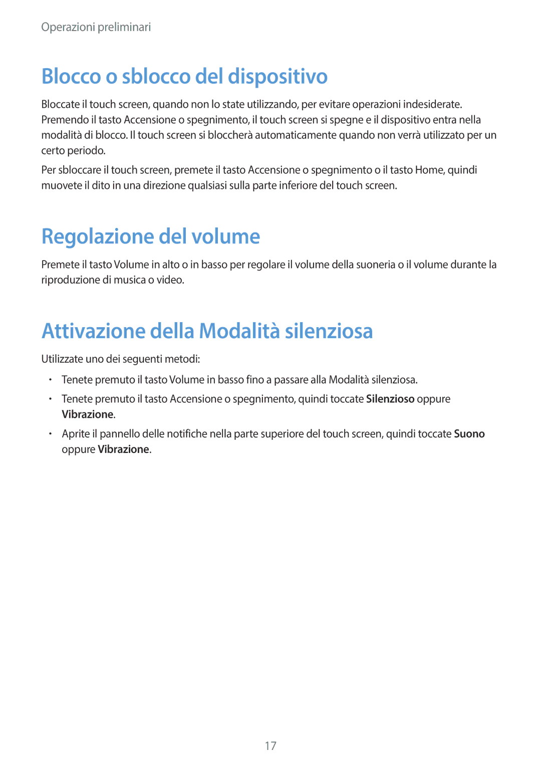 Samsung SM-T3110ZWAHUI Blocco o sblocco del dispositivo, Regolazione del volume, Attivazione della Modalità silenziosa 