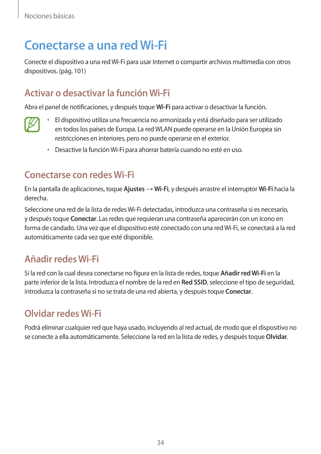 Samsung SM-T3110ZWATPH manual Conectarse a una red Wi-Fi, Activar o desactivar la función Wi-Fi, Conectarse con redes Wi-Fi 