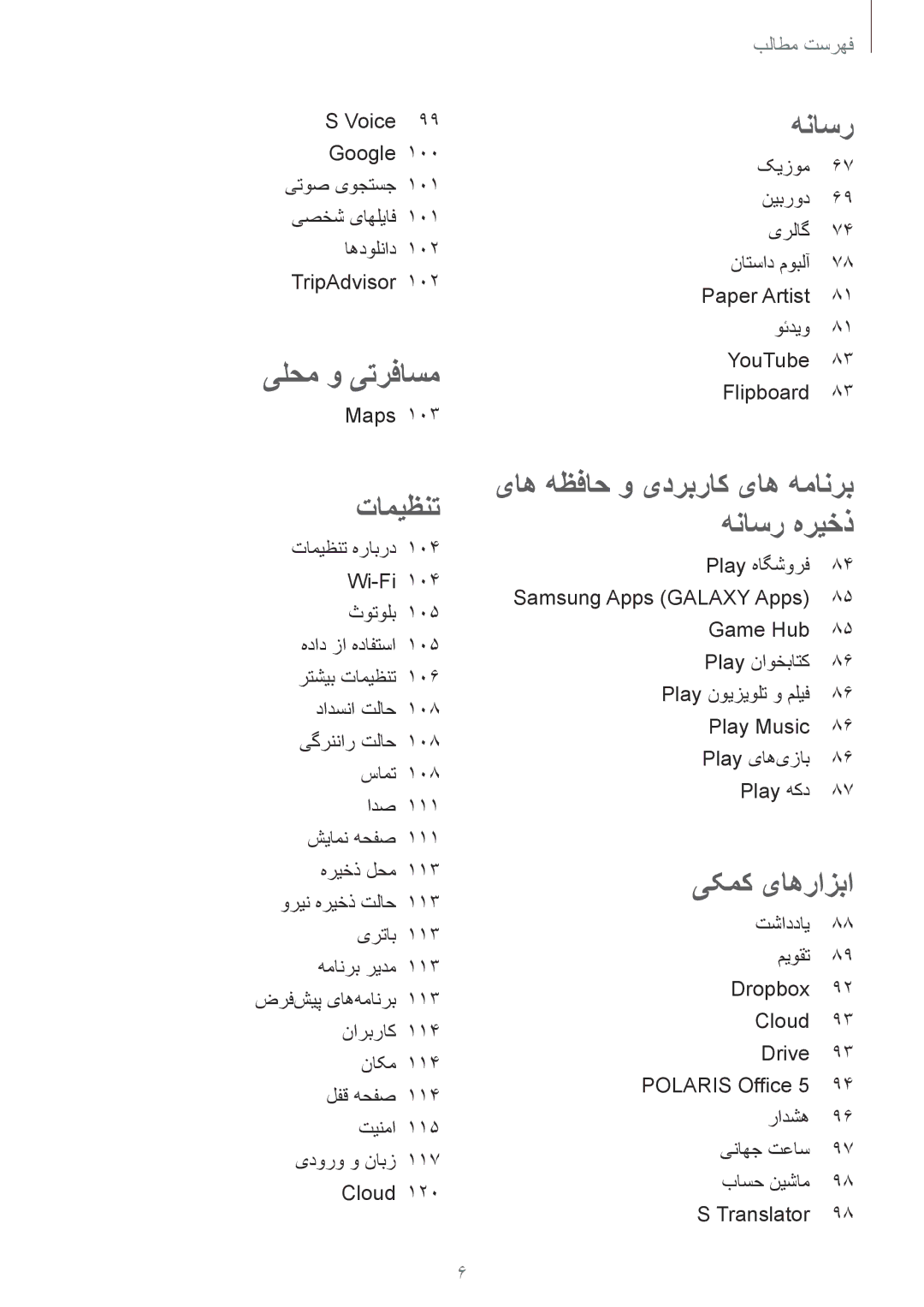 Samsung SM-T3110MKATHR, SM-T3110ZWAKSA, SM-T3110MKAWTL, SM-T3110ZWAWTL, SM-T3110GNAKSA, SM-T3110GNATHR manual یلحم و یترفاسم 