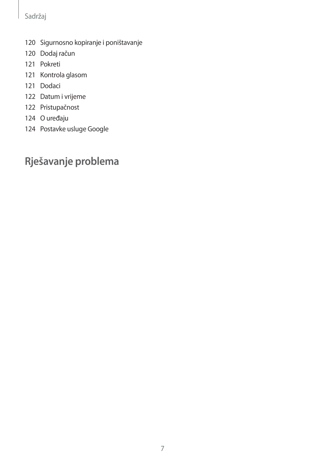 Samsung SM-T3110ZWASEE manual Rješavanje problema 