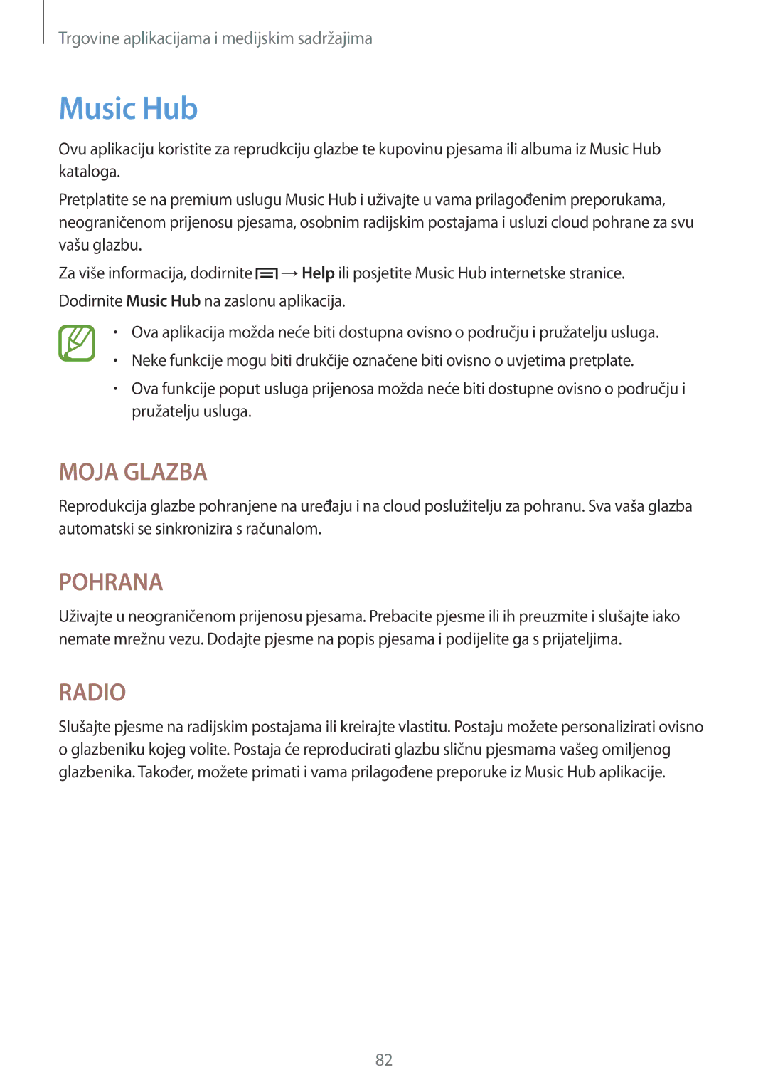 Samsung SM-T3110ZWASEE manual Music Hub, Moja Glazba 