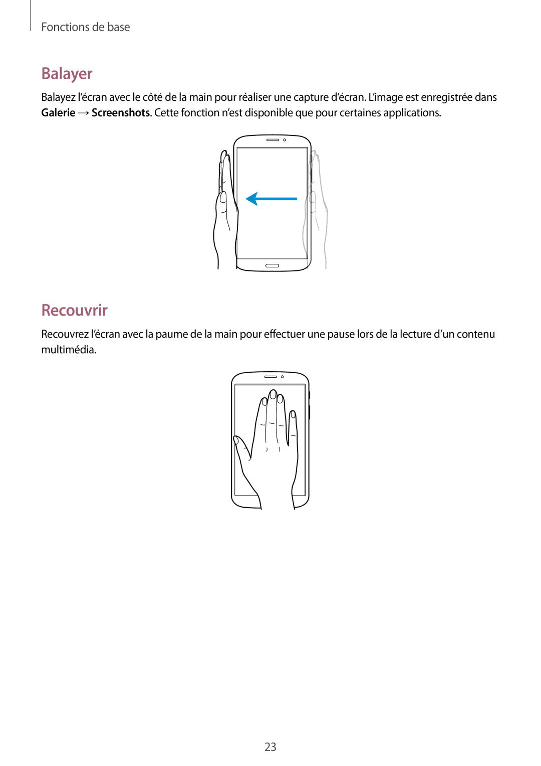 Samsung SM-T3110ZWAXEF manual Balayer, Recouvrir 